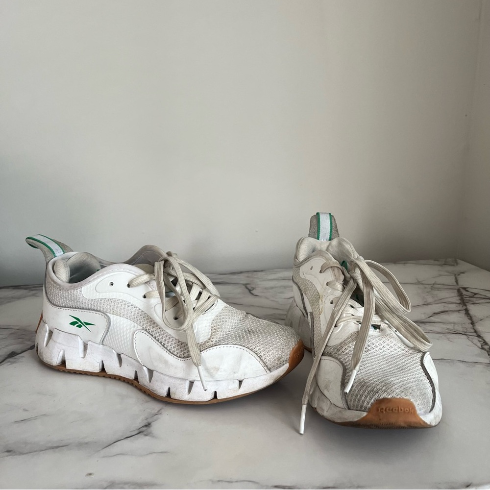 Reebok Zig Dynamica White Green Running Sneakers Size 8
